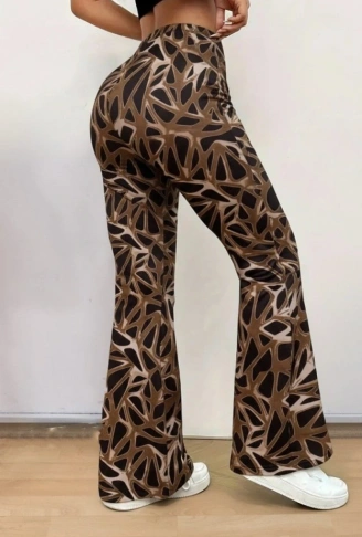 Kadın Yüksek Bel Kamuflaj Desenli Dalgıç Tayt