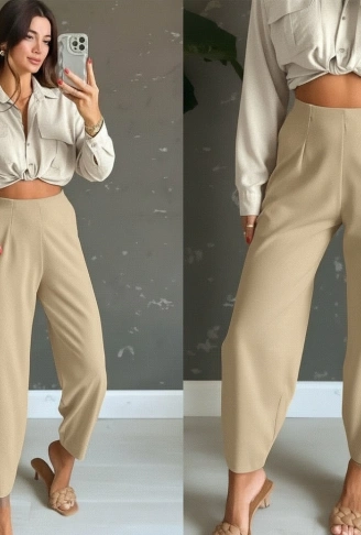 Kadın Yüksek Bel Krep Pantolon