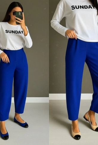 Kadın Yüksek Bel Krep Pantolon