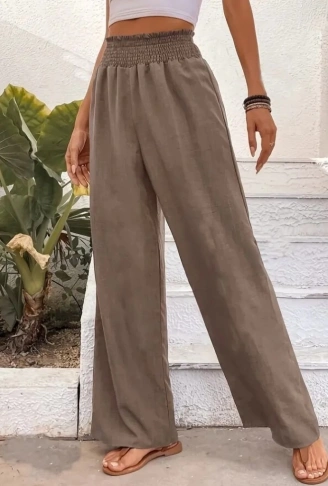 Kadın Yüksek Bel Lastikli Ithal Krep Pantolon