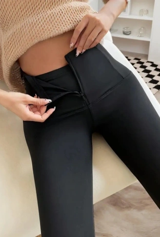 Kadın Yüksek Bel önden Fermuarlı Dalgıç Tayt