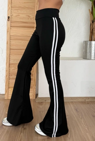 Kadın Yüksek Bel şerit Detaylı Ispanyol Paçalı Dalgıç Pantolon