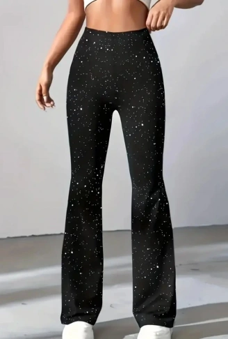 Kadın Yüksek Bel Taşlı Dalgıç Tayt