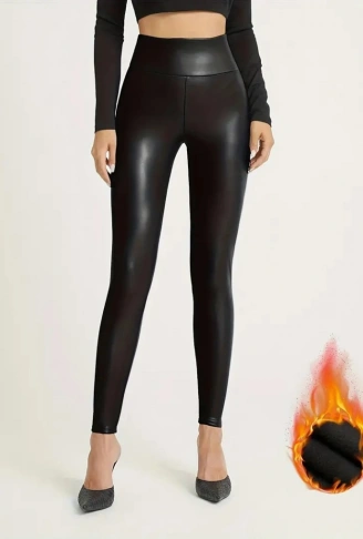 Kadın Yüksek Bel Toparlayacı Içi şardonlu Tam Kalıp Deri Tayt