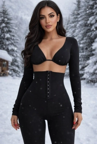 Kadın Yüksek Bel Toparlayıcı Korse Detay Agraflı çelik Kumaş Tayt