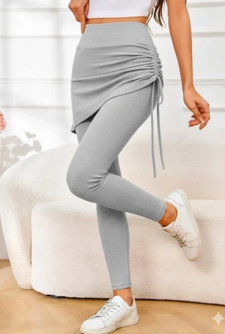 Kadın Yüksek Bel Yandan Büzgülü Alttan Uzun Kaşkorse Tayt Etek