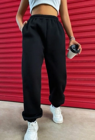 Kadın Yüksek Beli Lastikli Içi Polar 3 Iplik Eşofman Altı