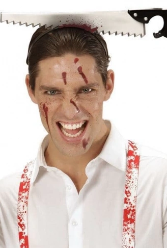 Kafaya Saplanmış Halloween Kanlı Testere Şaka Tacı (4940)