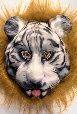 Kahverengi Saçlı Dişli Kaplan Maskesi Mega Peluş 25 No (4940)