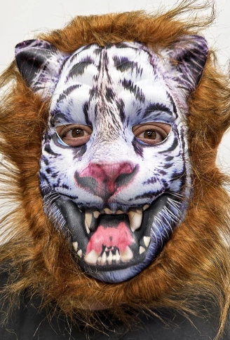 Kahverengi Saçlı Dişli Kurt Maskesi Köpek Maskesi Mega Peluş 12 No (4940)