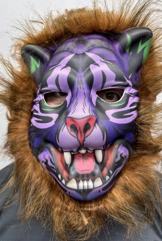 Kahverengi Saçlı Dişli Kurt Maskesi Köpek Maskesi Mega Peluş 16 No (4940)