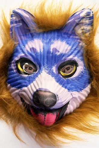 Kahverengi Saçlı Mavi Yüz Sevimli Köpek Maskesi 30 No (4940)