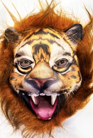 Kahverengi Saçlı Yeleli Aslan Kaplan Kurt Maskesi Mega Peluş 28 No (4940)