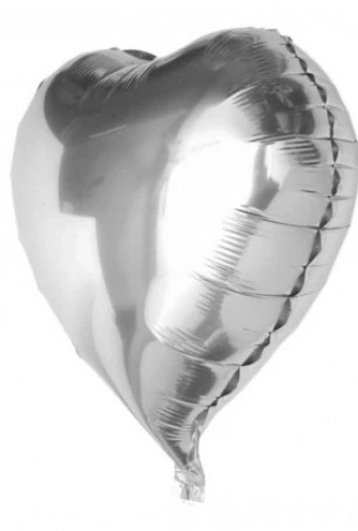 Kalp Balon Folyo Gümüş 60 cm 24 inç (4940)