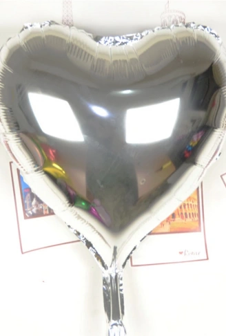 Kalp Uçan Balon Folyo Gümüş 80 cm 32 inç (4940)