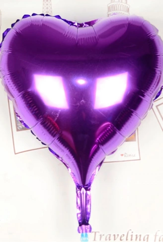 Kalp Uçan Balon Folyo Mor 80 cm 32 inç (4940)