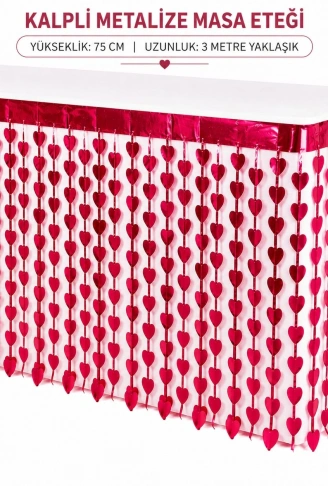 Kalpli Metalize Masa Eteği Kırmızı 75x300 cm (4940)