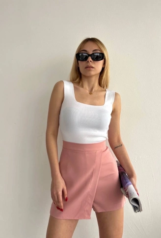 Kapaklı şort etek pudra s208