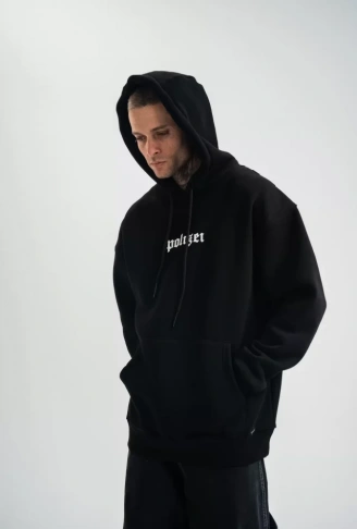 Kapşonlu Double Oversize Dijital Patchli SweatShirt - Siyah