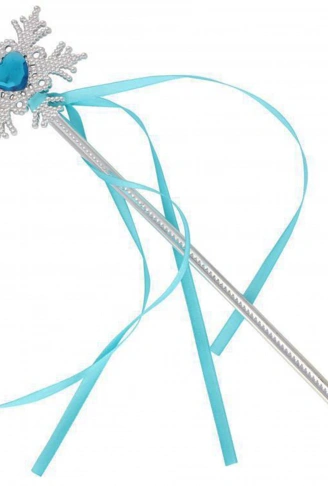 Kar Taneli Mavi Kalp Taşlı Saten Kurdeleli Karlar Ülkesi Elsa Asası Sopası 34 cm (4940)