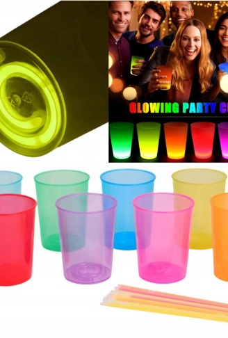 Karanlıkta Yanan Gece Işığı Mega Glow Bardaklar 8 Adet 8.5 x 10.5 cm (4940)