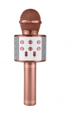 Karaoke Mikrofonlu Hoparlör - Şarjlı -Bluetooth Rose Gold (4940)