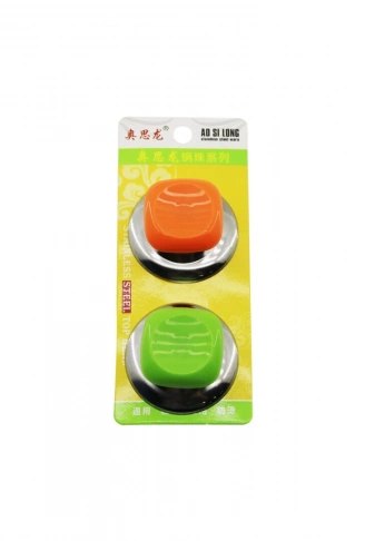 KARE - 2Lİ  TENCERE KAPAK KULPU  KROM - RENKLİ PLASTİK SAPLI (4940)