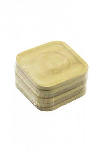 KARE= 9.7 X 9.7CM 6PCS BAMBU - AHŞAP ÇAY TABAK (4940)