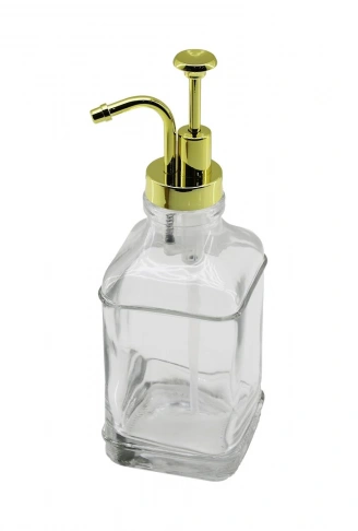 KARE CAM ŞİŞE - ŞEFFAF SIVI SABUNLUK 500ML POMPA - MUSLUK AYRIK MODEL BAŞLI (4940)