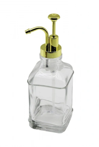 KARE CAM ŞİŞE - ŞEFFAF SIVI SABUNLUK 500ML POMPA - MUSLUK AYRIK MODEL BAŞLI (4940)