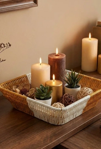 Kare Çift Renkli Plastik Rattan Ekmek ve Meyve Sepeti - Çok Amaçlı Banyo ve Mutfak Düzenleyici - Yıkanabilir Tezgâh Üstü Organizer (4940)