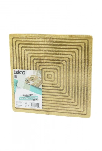KARE  ÇİFT TARAFLI=DÜZ - KANALLI AHŞAP BAMBU SUNUM TEPSİ 28X28CM (4940)