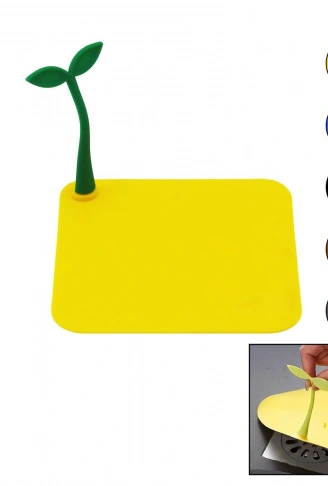 KARE GİDER KAPAK - SİLİKONSÜZGEÇ KOKU ÖNLEYİCİ RENKLİ MATÇİÇEK MODELİ TUTMA SAPLI - MEVCUT RENK GRİ (4940)