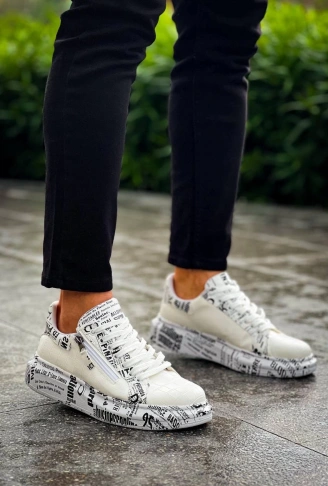 KB-02  Kuback Bağcıklı Crocodile Beyaz Gazete Günlük Erkek Ayakkabı