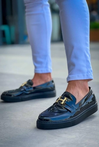 KB-027  Kuback  Bağcıksız Kömür Rugan H Günlük Erkek Ayakkabı