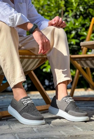 KB-042  Kuback Bağcıklı Gri Günlük Erkek Ayakkabı