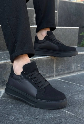 KB-046 Kuback Siyah Paraşüt Siyah Yüksek Taban Günlük Spor Ayakkabı