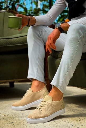 KB-101 Kuback Bej Triko Bağcıklı Günlük Erkek Ayakkabı