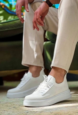 KB-116 Kuback Beyaz Bağcıklı Triko Günlük Erkek Ayakkabı