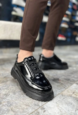 KB-703 Kuback Kömür Rugan Lastikli Günlük Erkek Ayakkabı