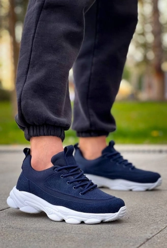 KB-707  Kuback Lacivert Süet Yüksek Taban Bağcıklı Günlük Erkek Ayakkabı