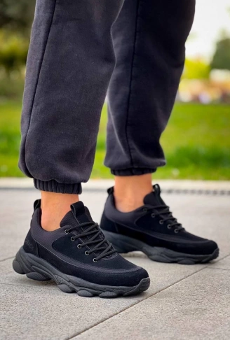 KB-707  Kuback  Siyah Süet Siyah Yüksek Taban Bağcıklı Günlük Erkek Ayakkabı