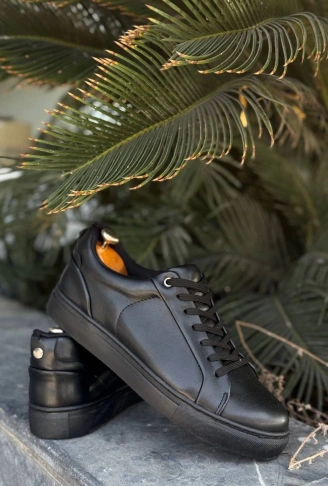 KB-BX1  Kuback Siyah Cilt Yüksek Siyah Taban Günlük Erkek Ayakkabı