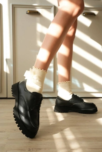 KB-KX6 Kuback Kömür Cilt Bağcıklı Günlük Unisex Ayakkabı