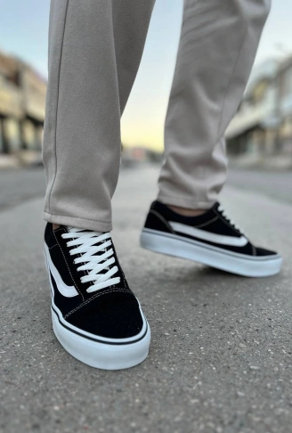 KB-V1 Kuback Siyah Beyaz Detaylı Günlük Erkek Ayakkabı