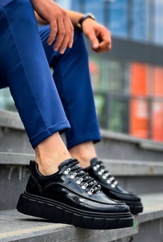 KB-X10 Kuback Siyah Rugan Siyah Yüksek Taban Günlük Spor Ayakkabı