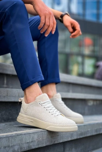 KB-X204 Kuback Bej Keten Bej Yüksek Taban Günlük Erkek Spor Ayakkabı