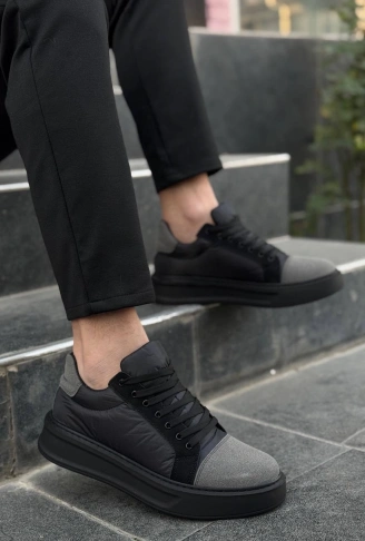 KB-X46 Kuback Siyah Gri Yüksek Siyah Taban Günlük Spor Ayakkabı