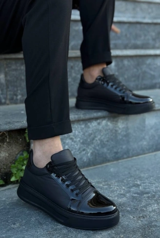 KB-X46 Kuback Siyah Rugan Yüksek Siyah Taban Günlük Spor Ayakkabı