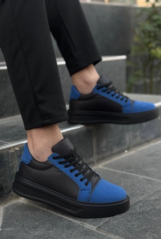 KB-X46 Kuback Siyah Sax Mavi Yüksek Siyah Taban Günlük Spor Ayakkabı
